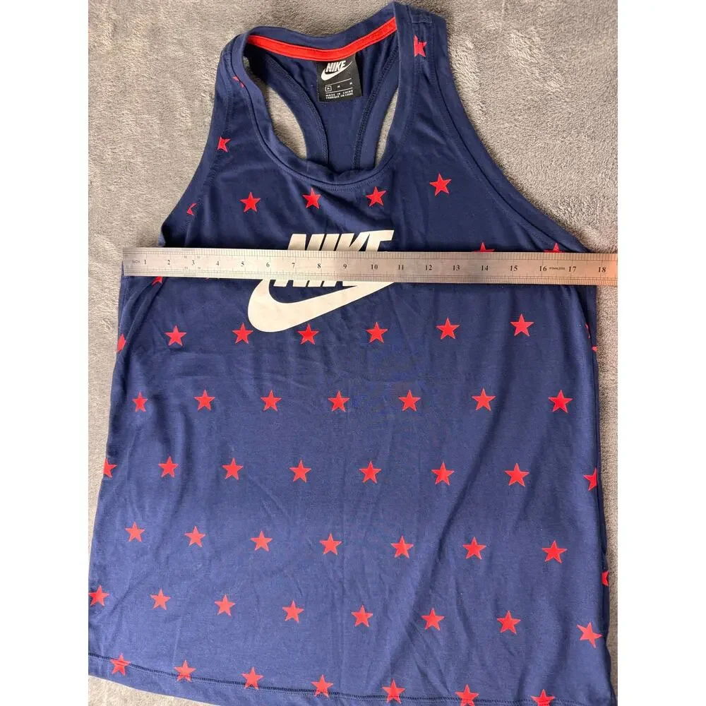 Nike Women’s Racerback Tank Top Stars Logo Navy Red Size M